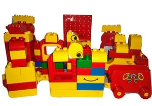 Lot of 86 Lego DUPLOS Building Blocks Red Yellow Blue Green A Few Tyco Mixed In - Picture 1 of 8