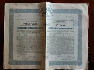 C1051-FIUME 1 GIUGNO 1910, OBBLIGAZIONE CORONE CINQUECENTO,AL 4% DEL VALORE NOM. - Foto 1 di 3