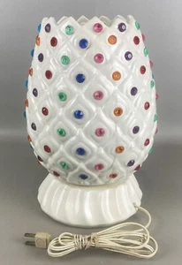 Vintage 1974 MCM Mid-Century Ceramic Pineapple Table Lamp w/ Multi-Color Jewels - Picture 1 of 4
