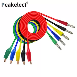 Peakelect Multimeter Test Lead Alligator Clip to 4mm Banana Plug Test Cable Wire - Picture 1 of 6