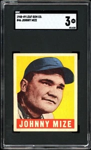1948 Leaf #46 Johnny Mize HOF SGC 3 CENTERED & NO CREASES J&J - Picture 1 of 2
