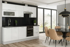 White Gloss Kitchen Cabinets Set 7 Units Complete Cupboards Fitted Package Ella - Picture 1 of 24