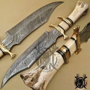 Fixed Blade Knife with Sheath 15 Inch Handmade Custom Damascus Hunting Knife AU - Picture 1 of 7