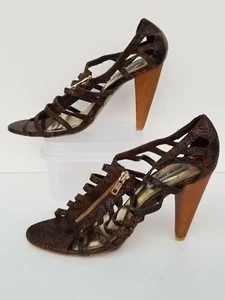 Steve Madden Sleik Leather Strappy Snakeskin dress sandals size 9.5 - Picture 1 of 6