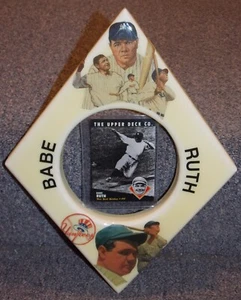 Vintage Babe Ruth Baseball Card Holder Diamond Porcelain Frame With Card - Picture 1 of 3