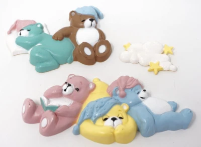 3 placas de pared vintage de osos pastel de plástico Burwood Foto 1 de 4