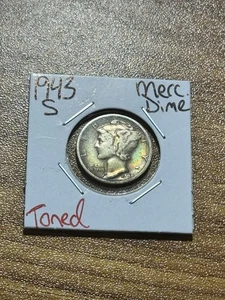 1943 S Mercury Silver Dime Nice VF Very Fine Toned Toning US 10c Coin (Raw14409 - Picture 1 of 2