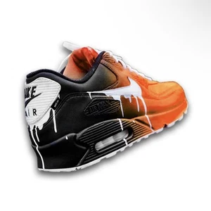 Scarpe Nike Air Max 90 personalizzate - Orange Fade White Drip - dipinte a mano - gocciolate - Foto 1 di 5