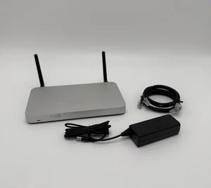Dispositivo de seguridad administrado en la nube Cisco Meraki MX64W-HW sin reclamar con adaptador de CA - Imagen 1 de 5