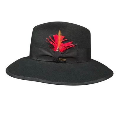 Chapéu Scala Classico New Yorker Zoot preto 100% lã adulto médio masculino - Imagem 1 de 4