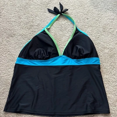 a.n.a Black Tankini Top Swimwear Women’s Plus Size 16W Halter Top Style Ties - Image 1 of 4