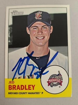 2012 Topps Heritage #130 Jed Bradley In Person On Card Auto Milwaukee Brewers - Image 1 of 4