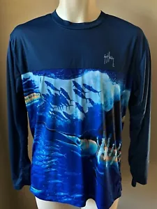 GUY HARVEY Mens PERFORMANCE FISHING SHIRT S Marlin SMALL Fish FISHERMAN - Picture 1 of 3