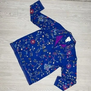 The quacker factory beaded embroidered jacket / shirt / cardigan / cotton floral - Picture 1 of 6