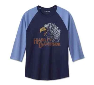 Harley-Davidson® Herrenshirt klassisch Adler Raglan blau (M) 96792-23VM - Bild 1 von 2