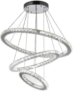 K9 Really Crystal Dimmable LED Lighting Rings Chandelier Ceiling Fixtures *NEW* - Picture 1 of 2