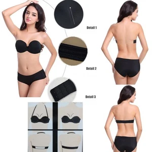 Strapless Invisible Multiway Halter Neck Push up Bras Brassiere B C D Cup Top - Picture 1 of 15