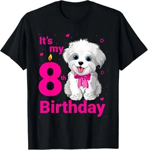 Kids It's My 8Th Birthday Dog Lover 8 Years Old Puppy Girl T-Shirt Hoodie - Picture 1 of 13