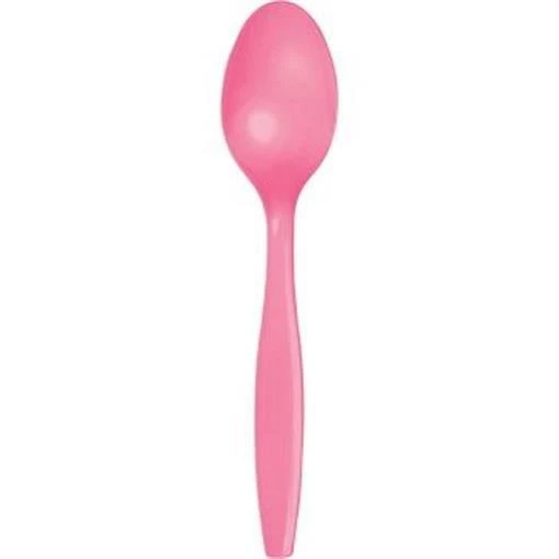 Candy Pink Heavy Duty Plastic Spoons 24 Per Pack Tableware Party Supplies - Image 1 of 1