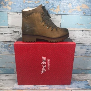 Young Spirit London Caramel Tan Weathered Fashion Ankle Boots Size 3/4 - Picture 1 of 13