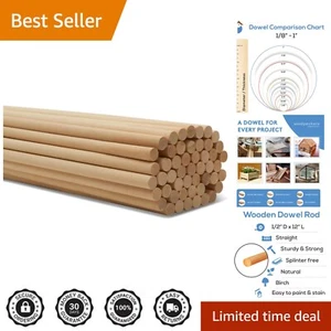 Smooth Baltic Birch Dowel Rods - 25 Pack of 1/2" x 12" Sticks for Crafts - Picture 1 of 11