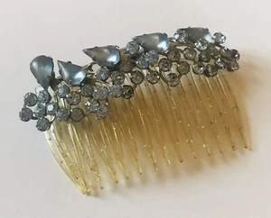 Vintage Blue Crystal Hair Comb - Picture 1 of 4