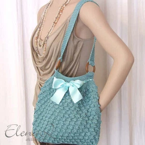 ELEGANT W Handmade Crochet Water Green Bag - Picture 1 of 1