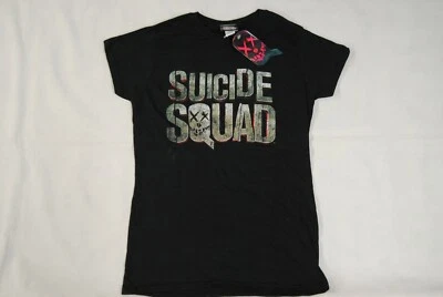 SUICIDE SQUAD LOGO LADIES SKINNY T SHIRT NEW OFFICIAL SUPERHERO MOVIE FILM - Image 1 of 4