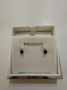 ORECCHINI PG GIOIELLI ZAFFIRO Blu Tondo Con DIAMANTI Oro Bianco 18 Karati 750% - Imagen 1 de 9