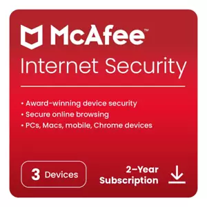 McAfee Internet Security 2025 Antivirus 3 Device 2 Year - BY POST - Picture 1 of 6