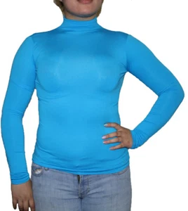 Nahtloses langärmliges Stretch-Blusentop mit Stehkragen für Damen Einheitsgröße $ $ - Bild 1 von 12