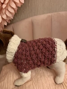 Knitted Wool Cat/ Puppy Dog Jumper Sweater Pet Clothes For Tiny Dogs  Coat 8” - Picture 1 of 4