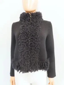 Christian Dior Black Wool Blend Loop Knit Detail Full Zip Sweater F 34/US 2 - Picture 1 of 10