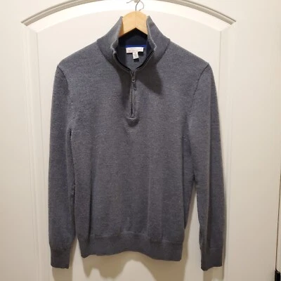Gap Mens Medium Extra Fine Merino Wool Quarter Zip Gray Pullover Sweater - Image 1 of 4