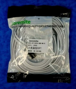 Ethernet Flat Cable CAT6 JAREMITE 50FT High Speed Internet Network Cable Clips - Picture 1 of 6