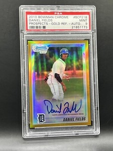 2010 BC Prosp. Gold Refractor Daniel Fields 36/50 PSA 9 *Pop 1* Tigers Auto RC