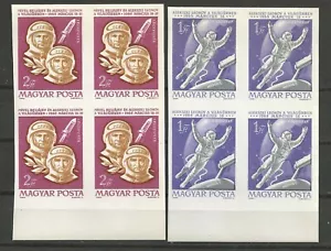 1965 HUNGARY SPACE FLIGHTY of VOSKHOD II N. 2 BLOCKS x 4 IMPERF. MNH** - Picture 1 of 2
