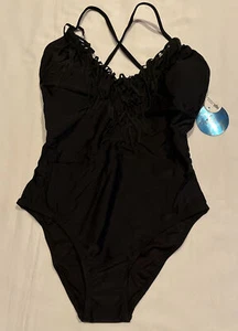 Women’s decree One Piece Black Bathing Suit NWT size XS X-small - Picture 1 of 6