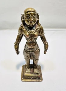 Vintage Indian Marapachi Dolls Feature Solid Brass Statues of Goddesses - 4” - Picture 1 of 13