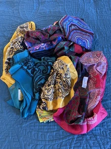 Vintage Paisley Seidentuch Konvolut 9 verschiedene Größen - Bild 1 von 24