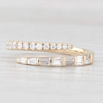 New 0.46ctw Diamond Bypass Wedding Ring 14k Yellow Gold Stackable Adjustable - Image 1 of 4
