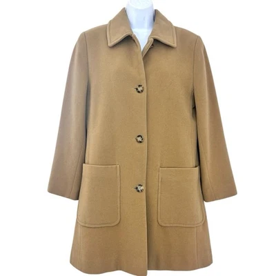 Pendleton Vtg Womens Virgin Wool Cashmere Pea Coat Classic Tan Camel Size 8P USA - Image 1 of 4
