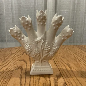 Vintage White Porcelain Five Finger Majolica Tulipiere Tulip Vase LEART USA - Picture 1 of 7
