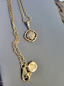 Collar de cadena colgante de diamantes pavé Heng Ngai de plata de ley 925 HN de 18 pulgadas - Imagen 1 de 5