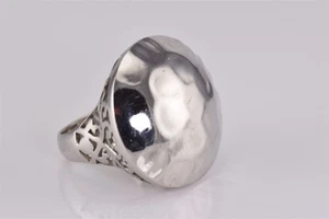 MWS Sterling Silver Puffy 28mm Hammer Textured Band Statement Ring Mex 925 Sz: 7 - Picture 1 of 7