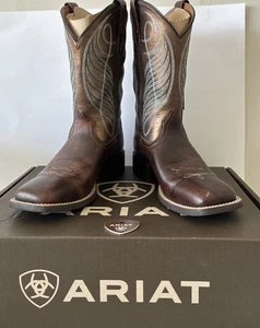 Women's ARIAT Round Up Square Toe Boot Style #10016317 Yukon Brown Size 8.5 B - Picture 1 of 8