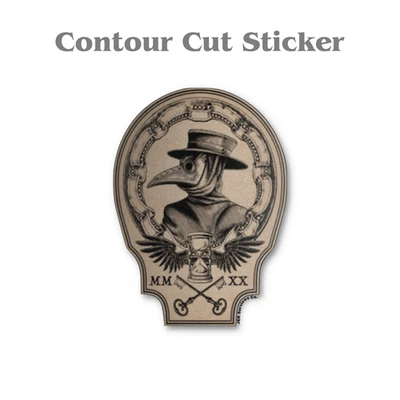 Vintage Plague Doctor Sticker, Bubonic Doc Bird Mask Decal, Pop Culture Style - Image 1 of 4