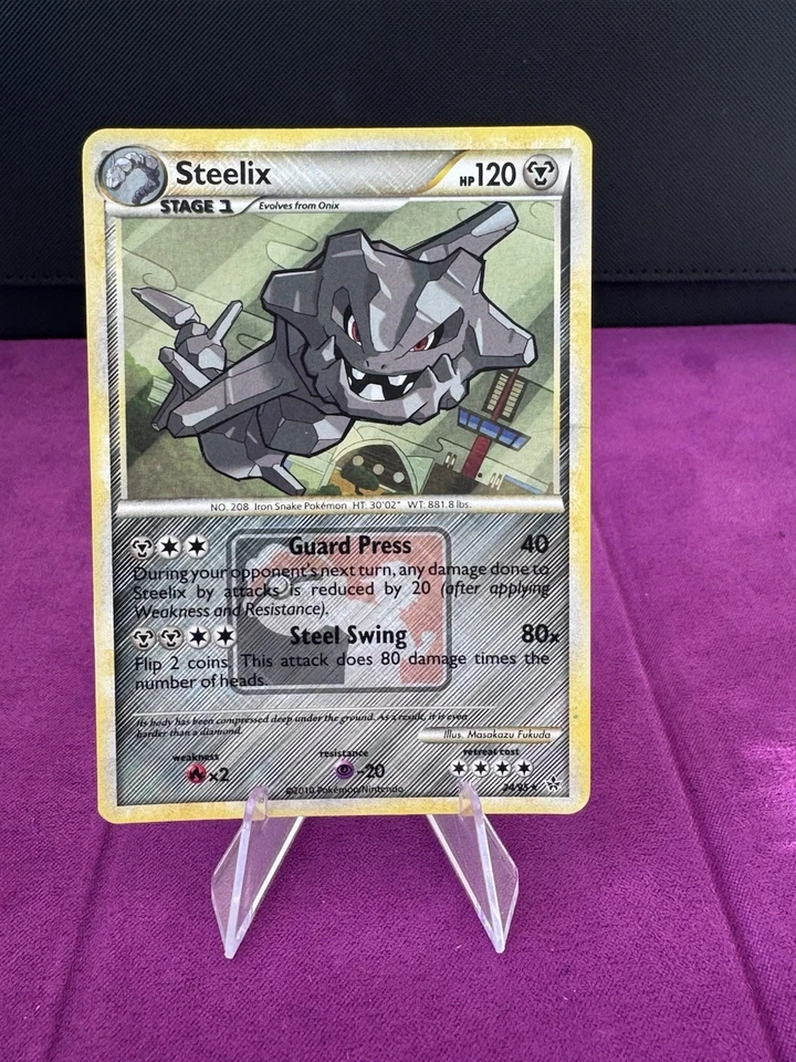 Pokemon Card Steelix 34/95 League Promo Unleashed Rev Holo heavy play 14 - Image 1 of 2