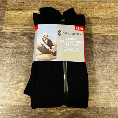 Par de leggings forrados de piel sintética negros Free Country para mujer talla XS/S NUEVOS CON ETIQUETAS Foto 1 de 4
