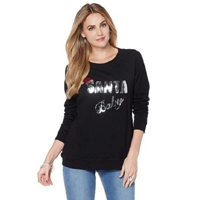 DG2 BY DIANE GILMAN 珠片圣诞节假日运动衫挑选尺寸设计 — 第 1/4 张图片